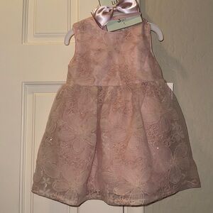 Elegant Rose Pink Floral Sparkle Kids Dress